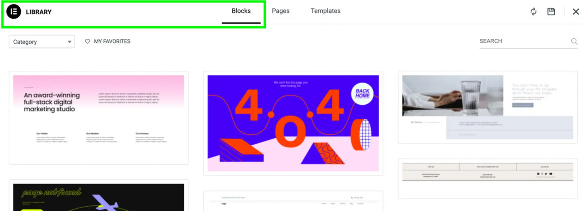 tiện ích blocks trong elementor