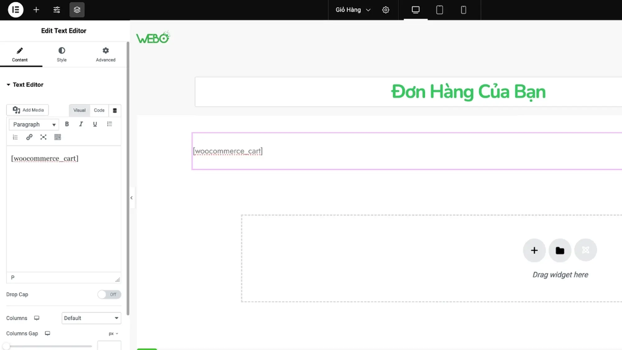 xóa shortcode woocommerce thanh toán mặc định