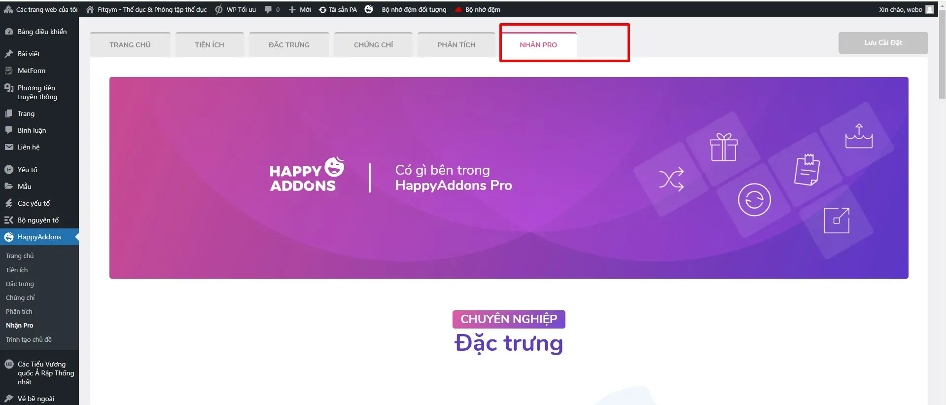 cách sử dụng mục pro của happy elementor addons