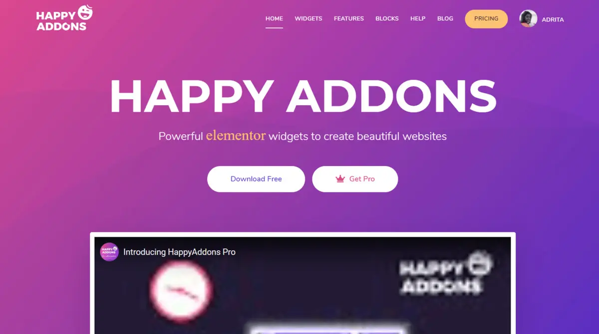 giới thiệu về happy elementor addons pro