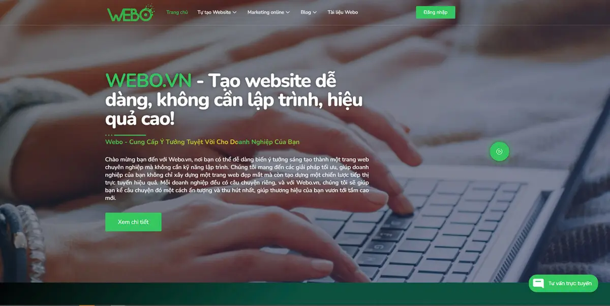 trình tạo website không cần code của webo