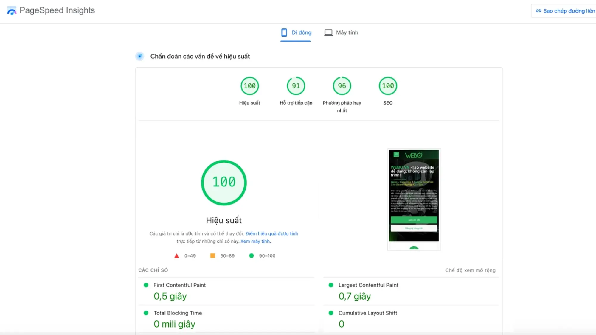 xem website thân thiện với thiết bị di động