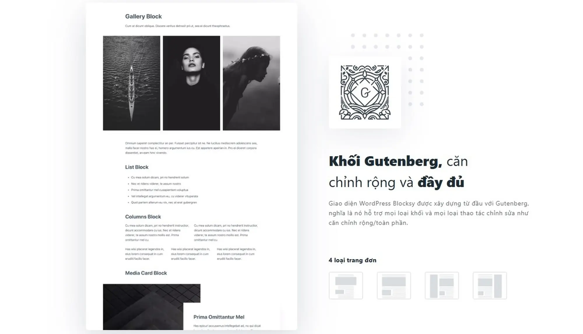 hỗ trợ gutenberg, elementor và brizy