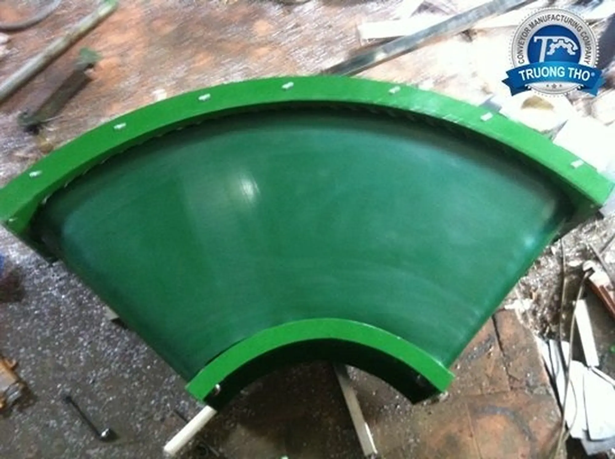 Băng tải PVC góc cong