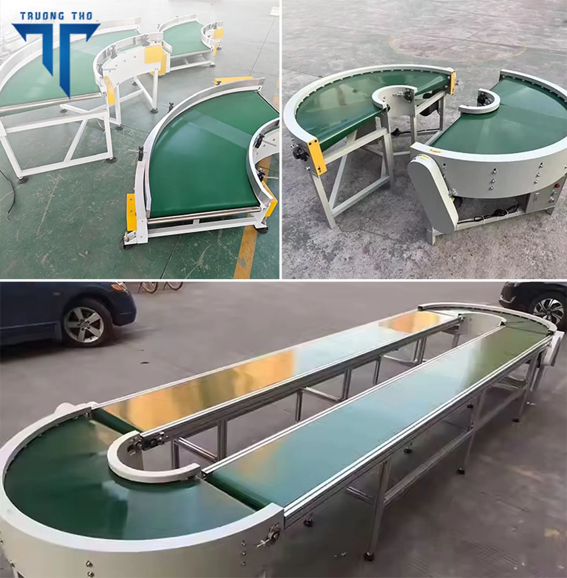 Băng tải PVC góc cong