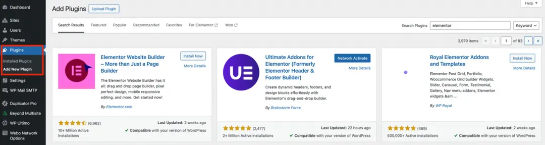 Cài đặt plugin Elementor