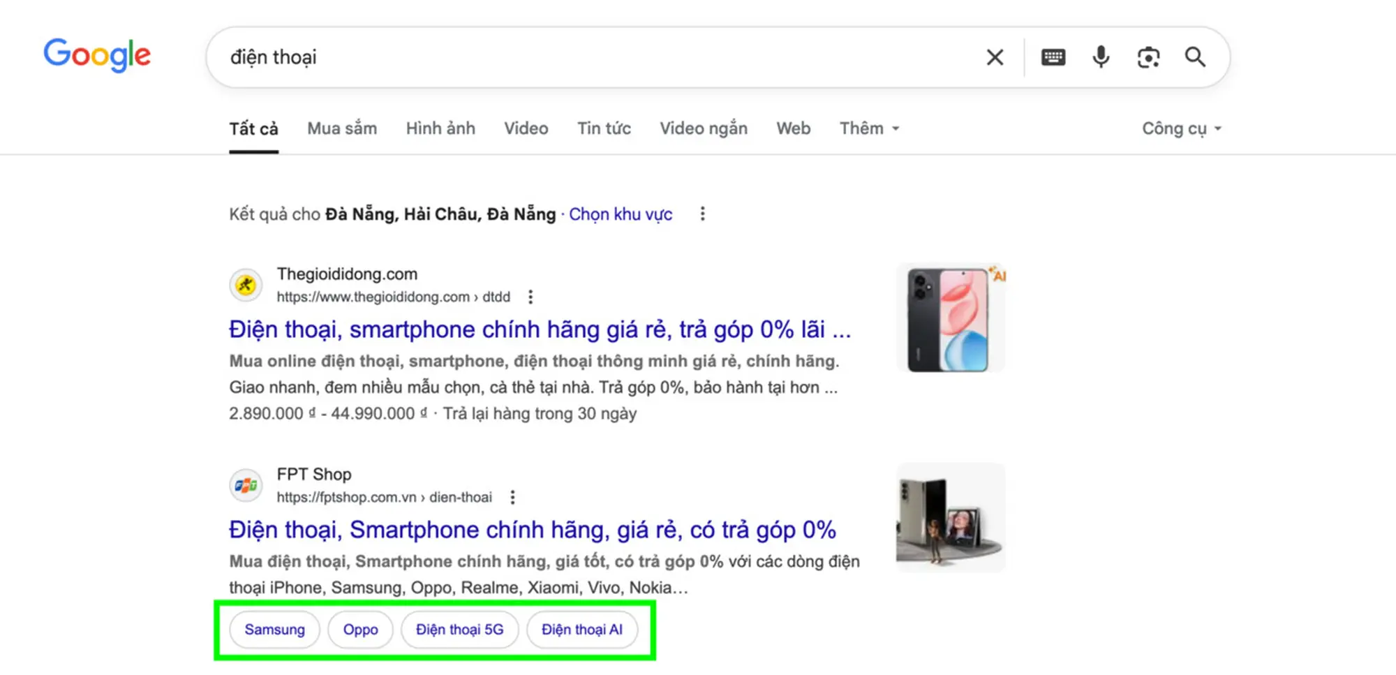 sitelink giúp tăng nhận thức về sản phẩm