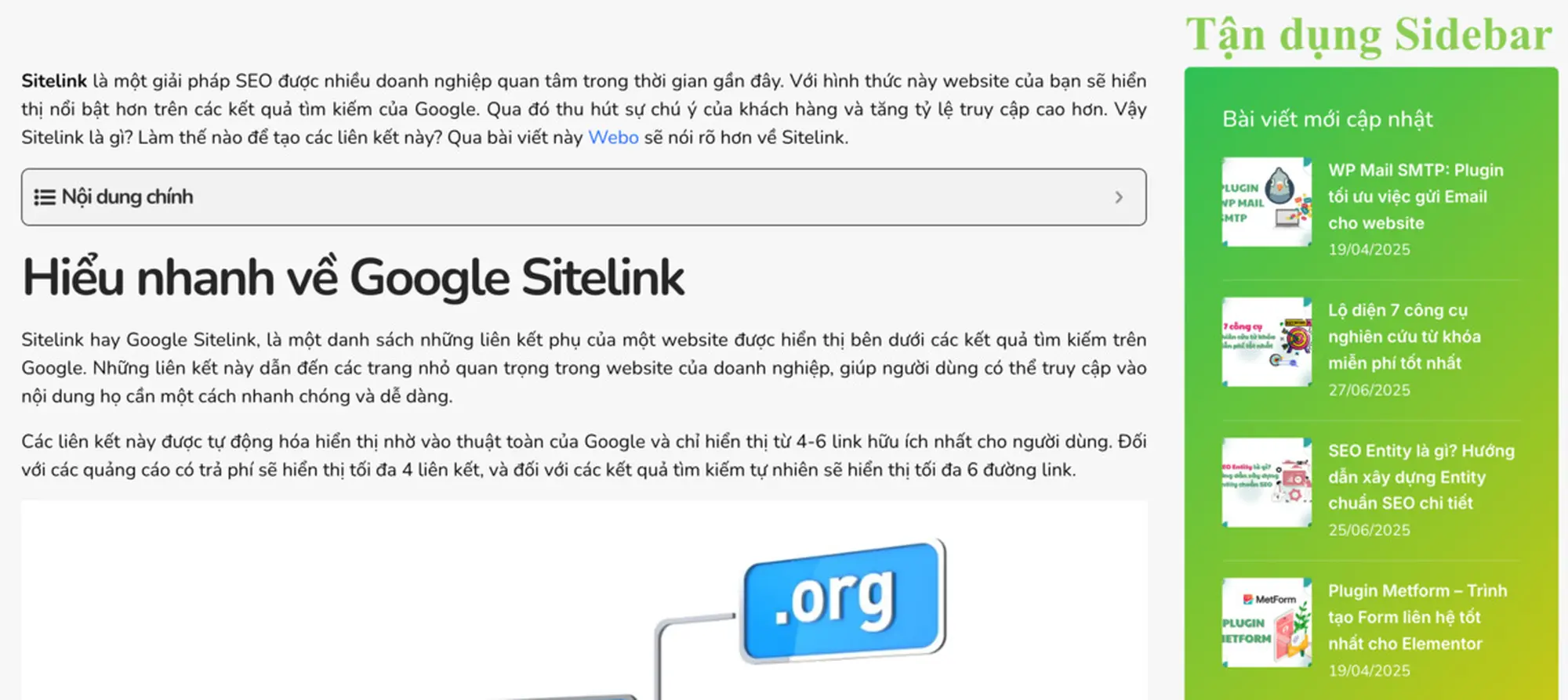 tận dụng sidebar