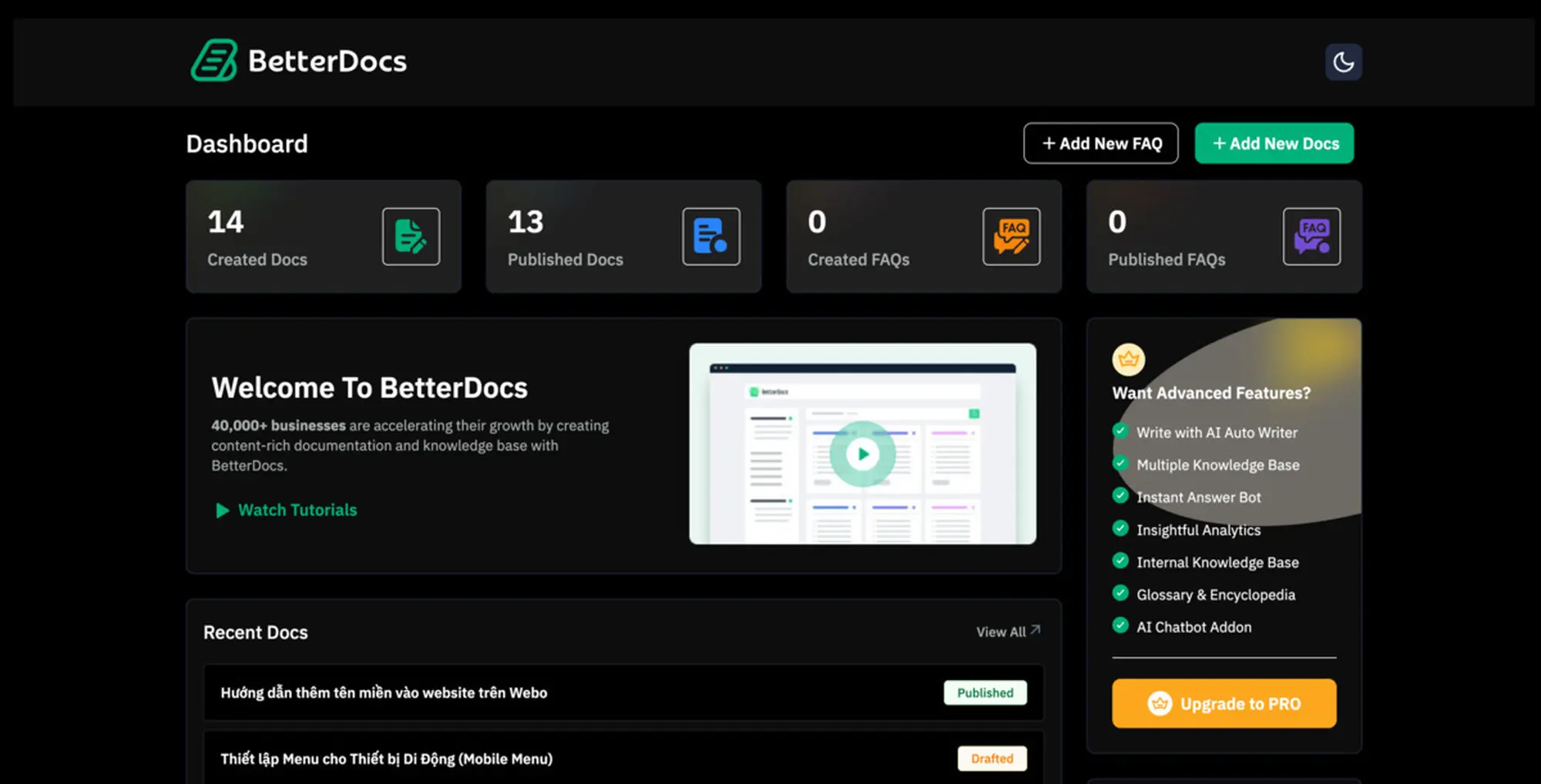 giao diện betterdocs hiện đại, dễ tùy biến