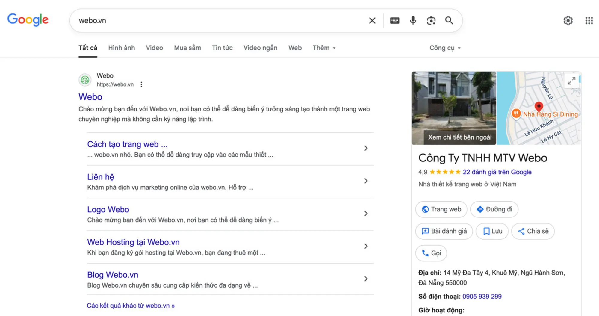 tên website khác biệt