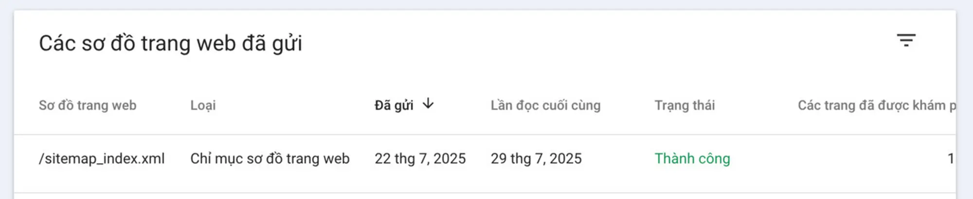 thêm sitemap.xml tại google search console