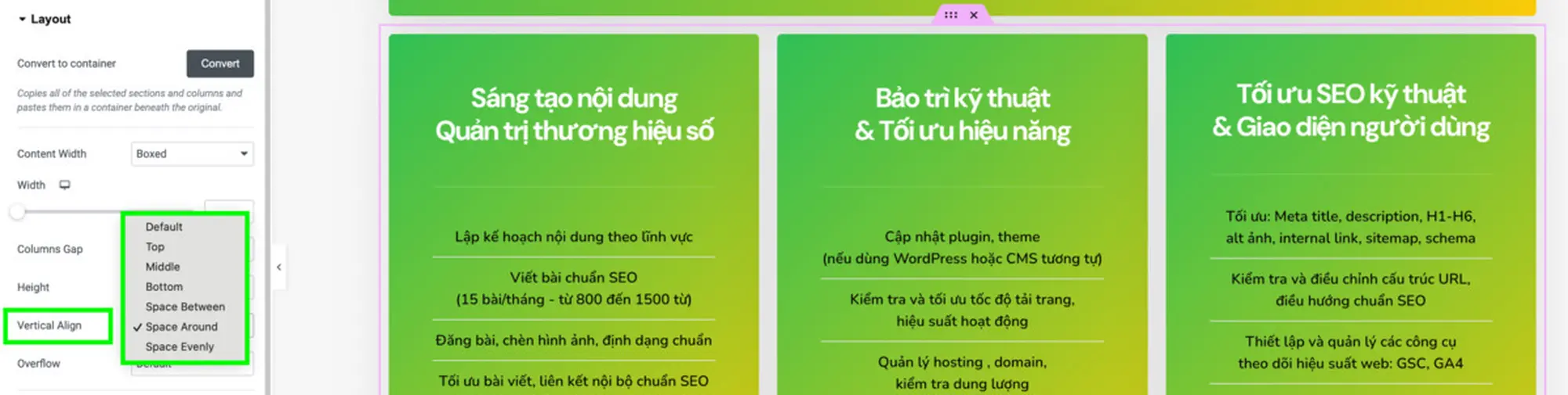 căn chỉnh theo chiều dọc (vertical alignment)