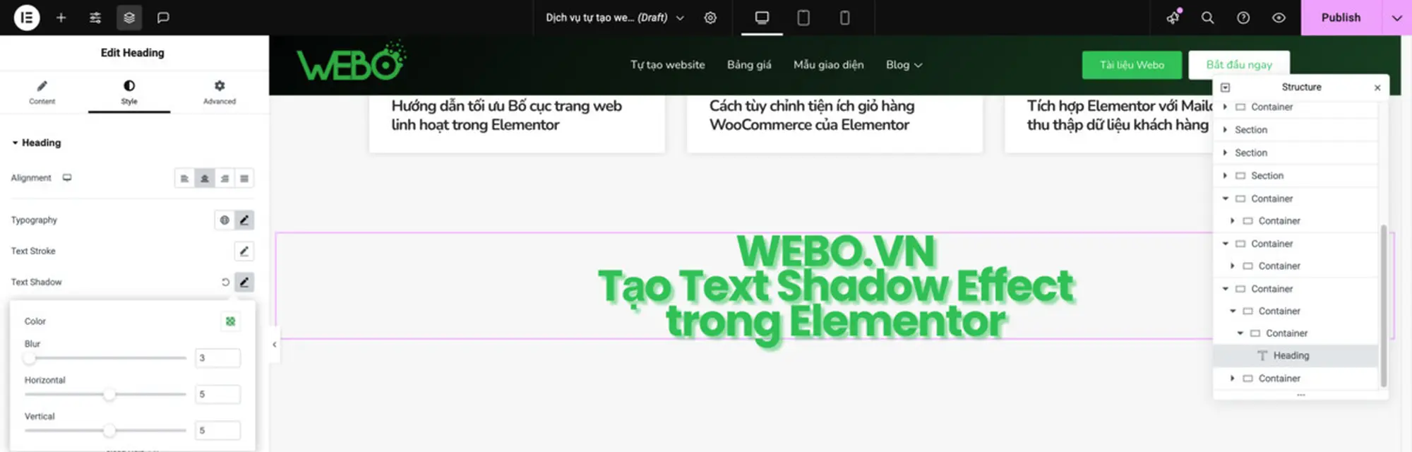 hiệu ứng chữ 3d nổi bật bằng text shadow