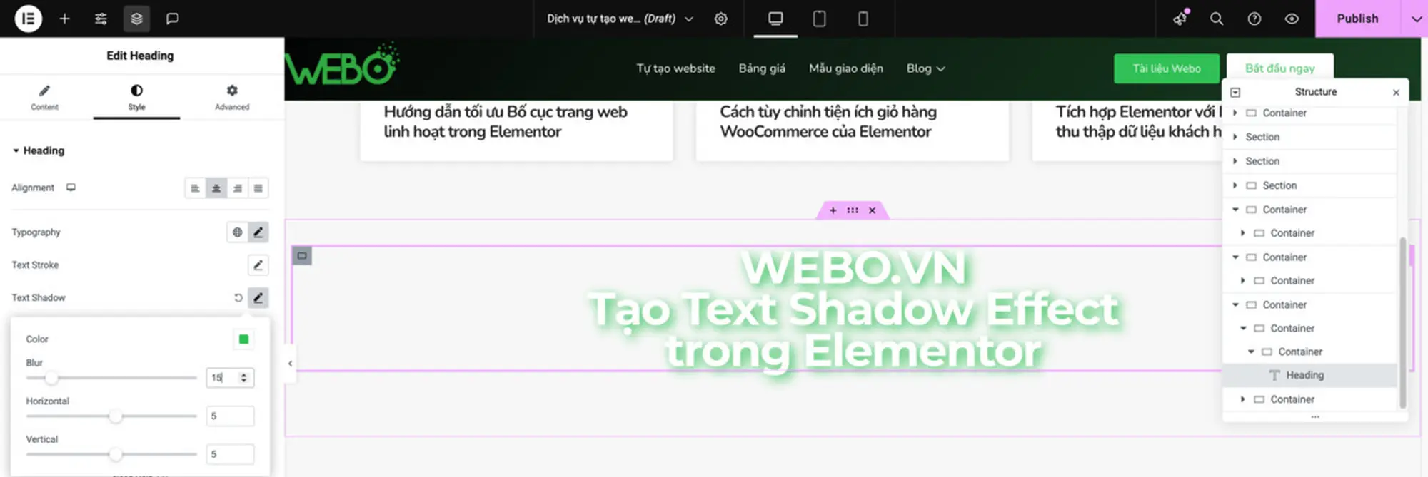 lifted headline – tiêu đề được “nâng” lên
